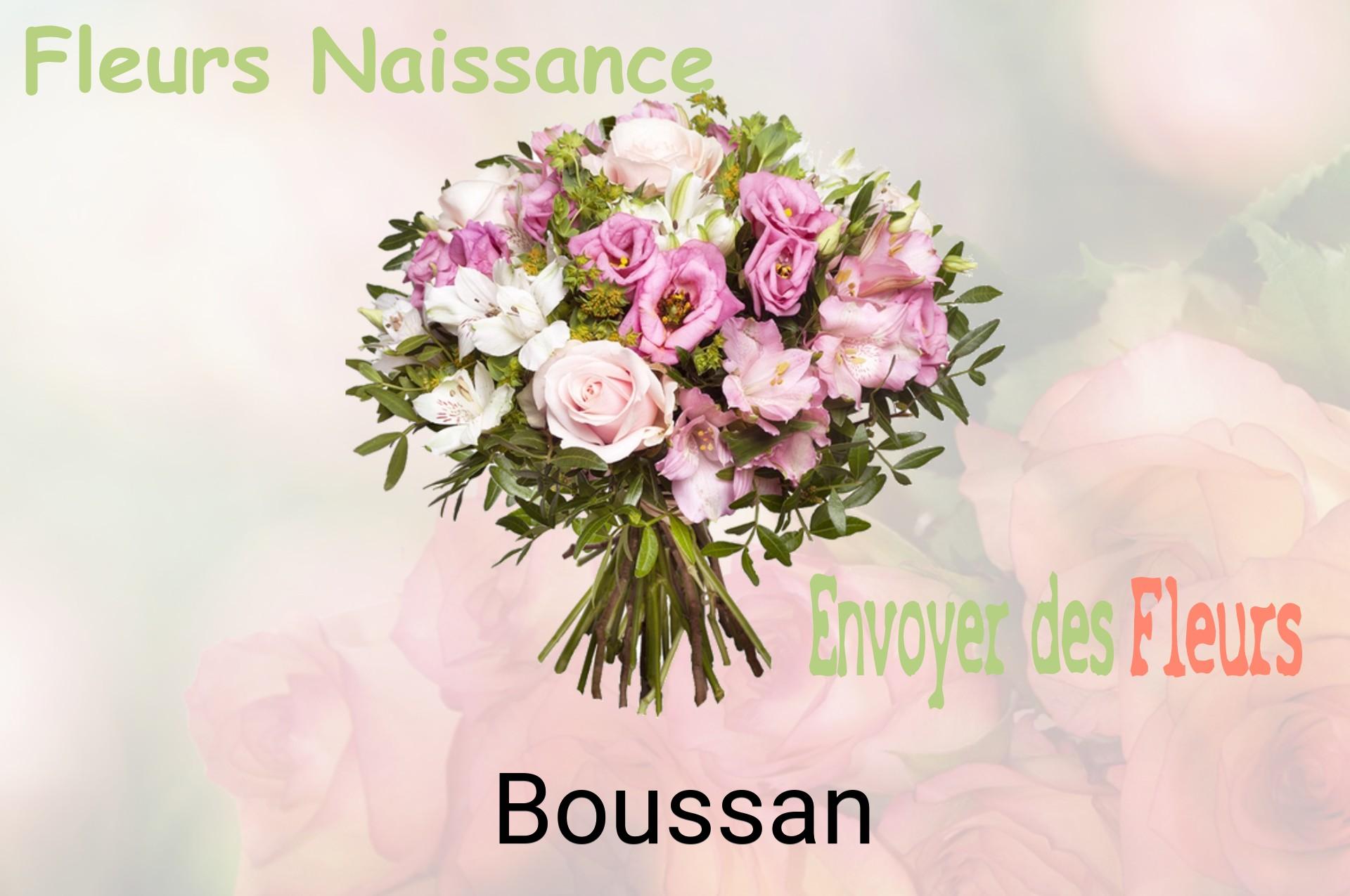 Bouquet de fleurs de naissance livré à Boussan