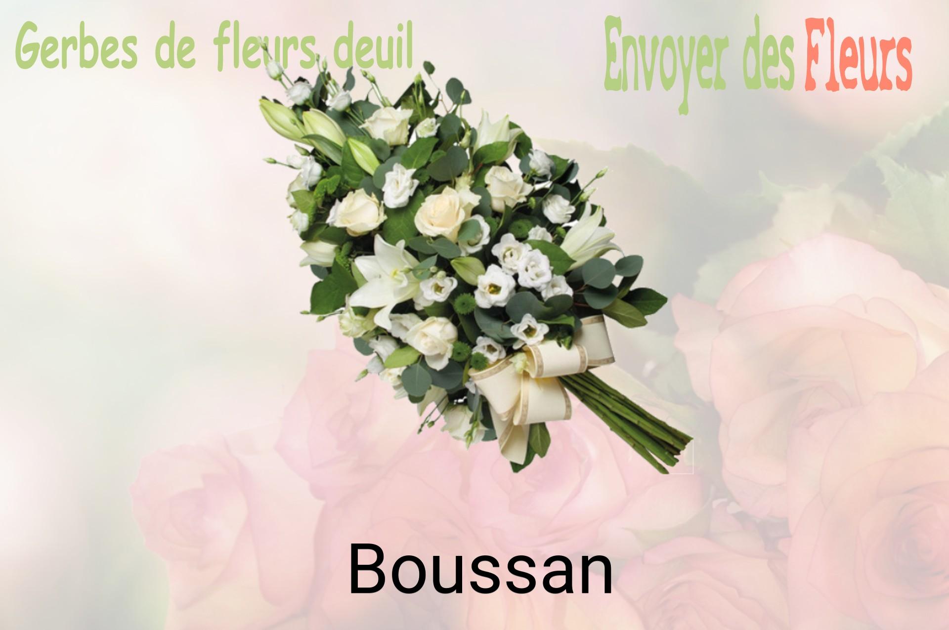 Gerbe de fleurs de deuil livrée à Boussan